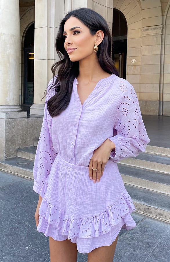 Detailed Katoenen Blouse Cleo Lila – shoparchief