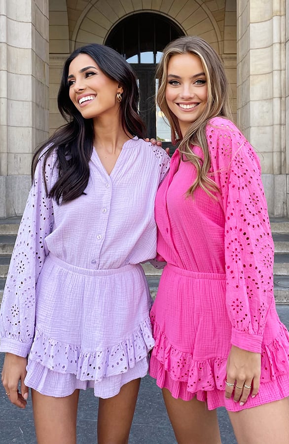 Detailed Katoenen Blouse Cleo Fuchsia – shoparchief — foto 5
