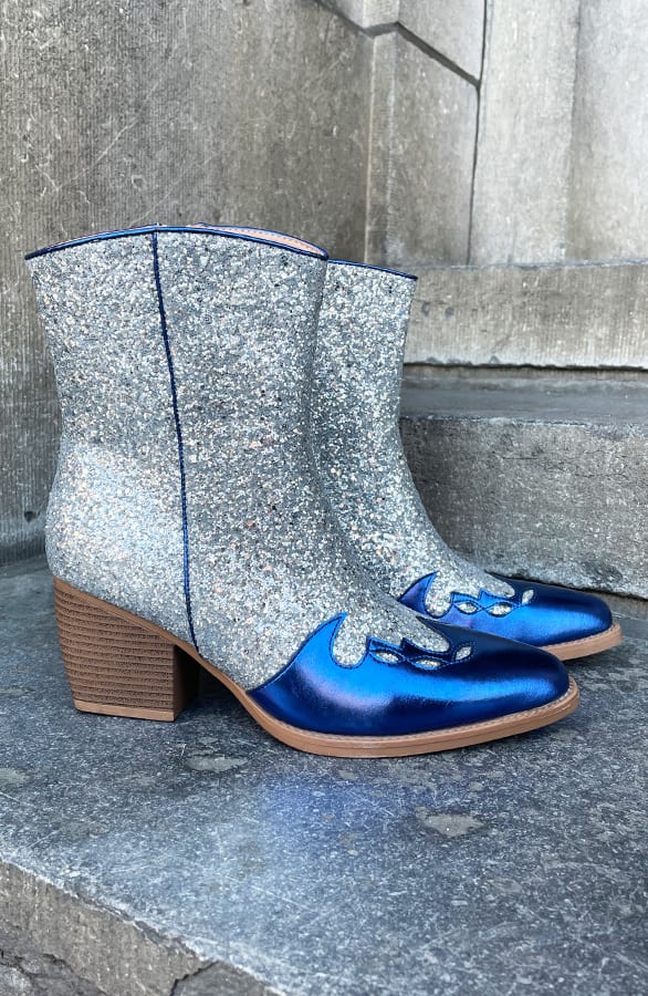 Exclusive Glitter Cowboyboots Ines Zilver – shoparchief
