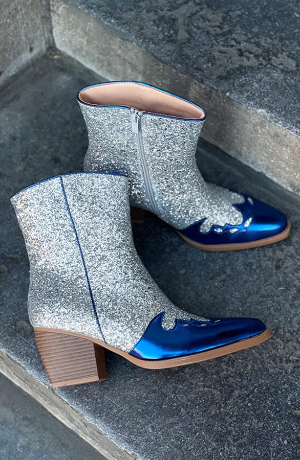 Exclusive Glitter Cowboyboots Ines Zilver – shoparchief — foto 2