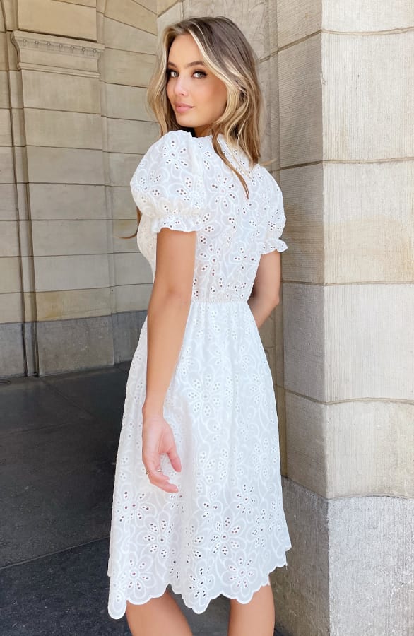 Midi V-hals Jurk Macy Ecru – shoparchief — foto 5