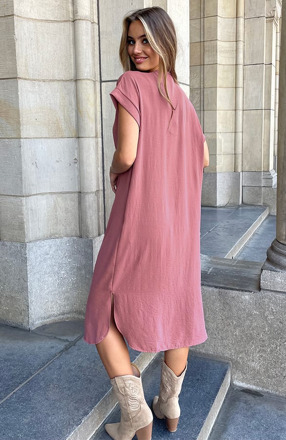 V-hals Midi Jurk Lilly Dust Roze – shoparchief — foto 7