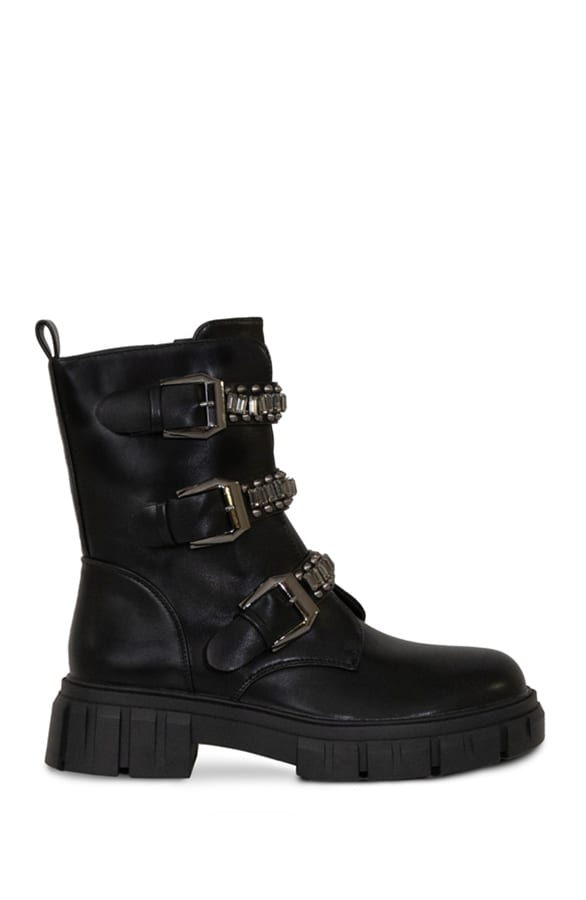 Biker Boots Metal Detail Isabeau Black – shoparchief