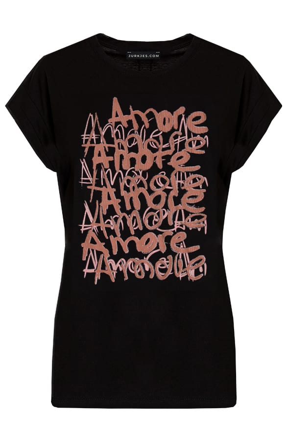 Amore Shirt Tamira Zwart Dust Roze – shoparchief