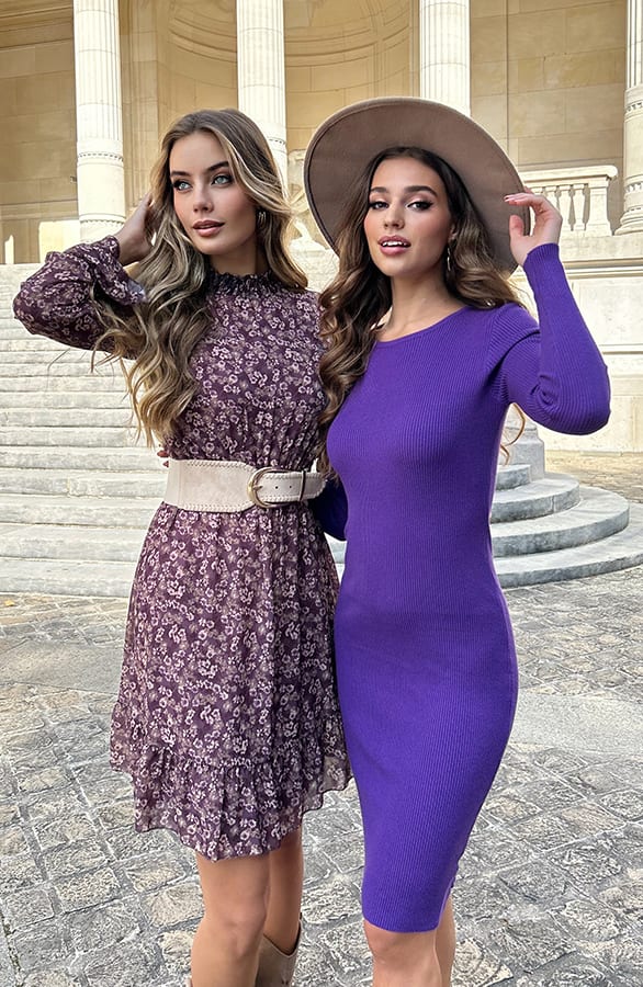 Bloemenprint Col Jurk Silvia Mauve – shoparchief — foto 6