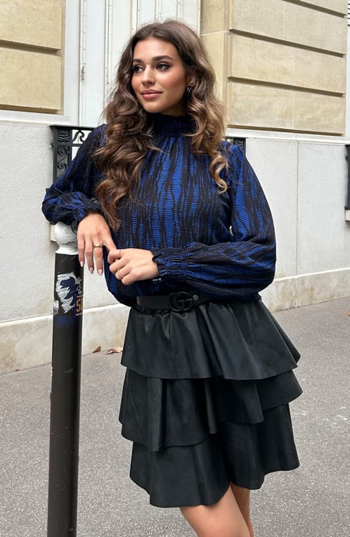 Col Blouse Print Deluxe Kobalt – shoparchief — foto 5