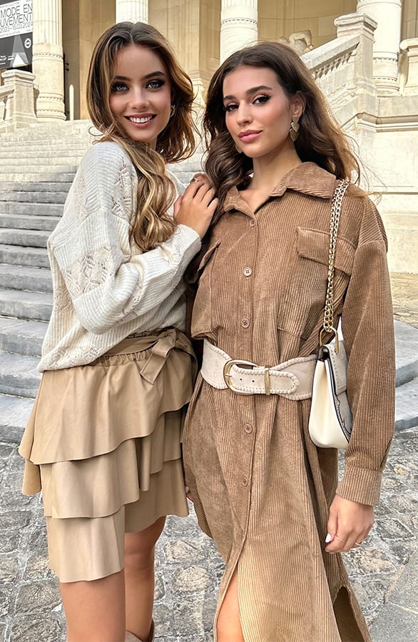 Corduroy Jurk Met Knopen Aukje Camel – shoparchief — foto 6