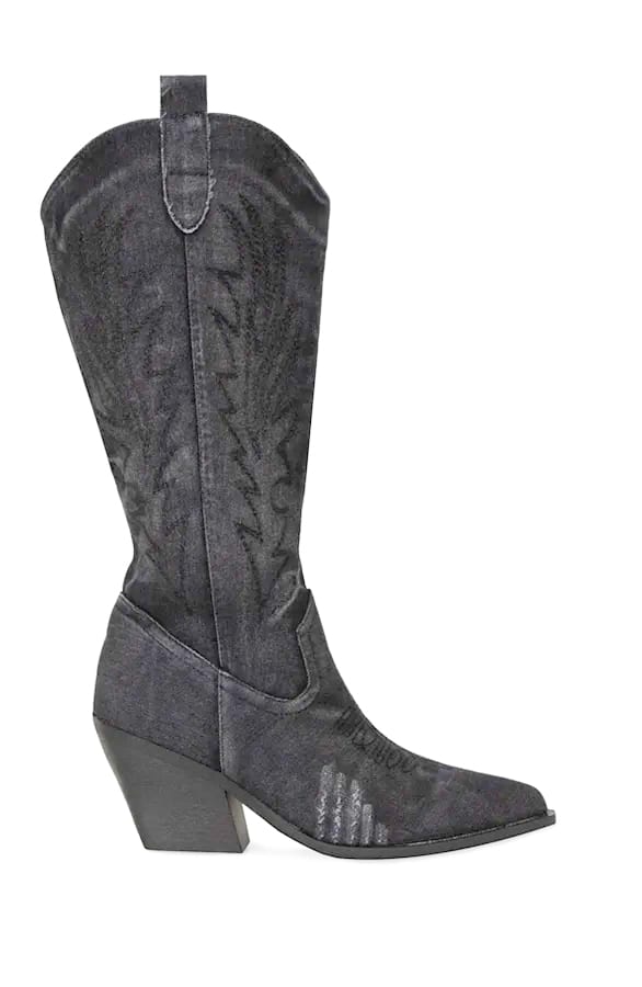 Denim Cowboy Laarzen Cisca Zwart – shoparchief