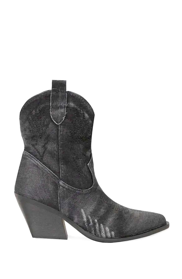 Enkellaarzen Denim Cisca Zwart – shoparchief