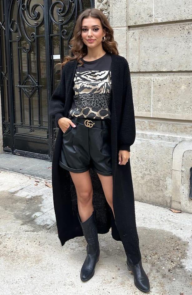 Gebreid Vest Lang Mila Zwart – shoparchief — foto 2