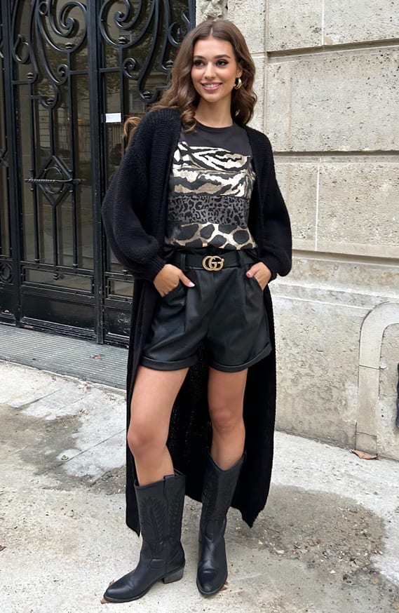 Gebreid Vest Lang Mila Zwart – shoparchief — foto 5