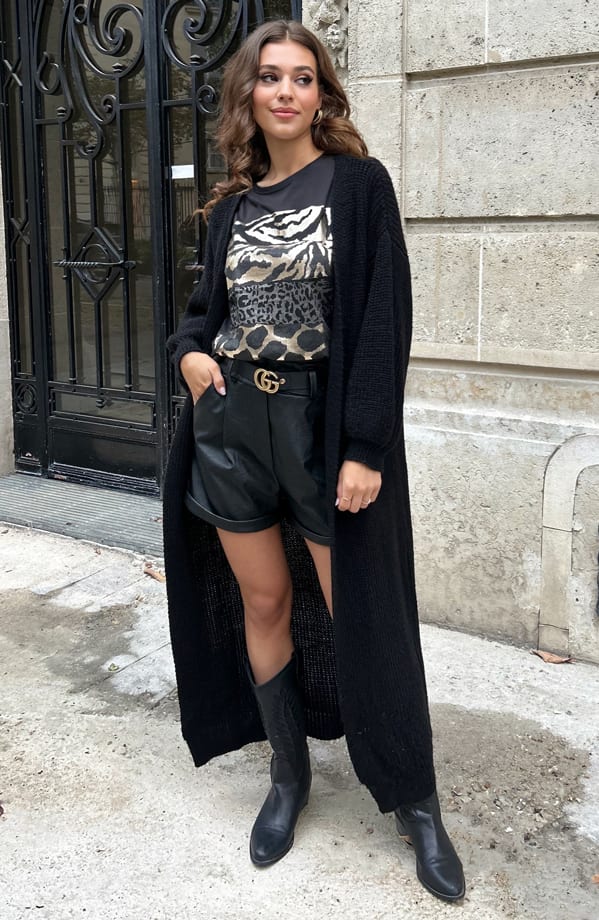 Gebreid Vest Lang Mila Zwart – shoparchief — foto 4