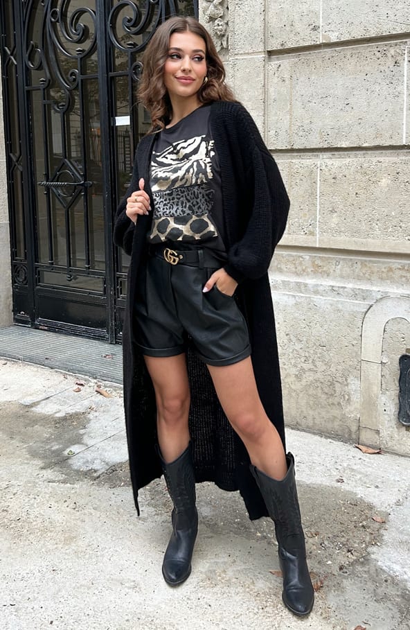 Gebreid Vest Lang Mila Zwart – shoparchief — foto 6