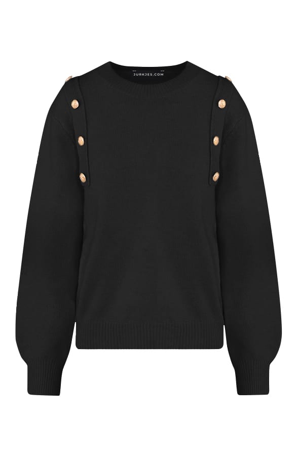 Knitted Knopen Trui Fenja Zwart – shoparchief