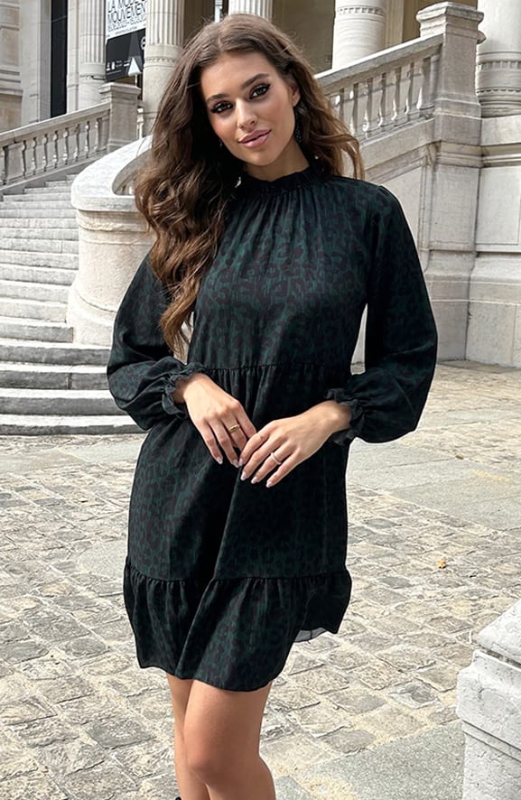 Midi Panterprint Jurk Marney Smaragd – shoparchief — foto 2