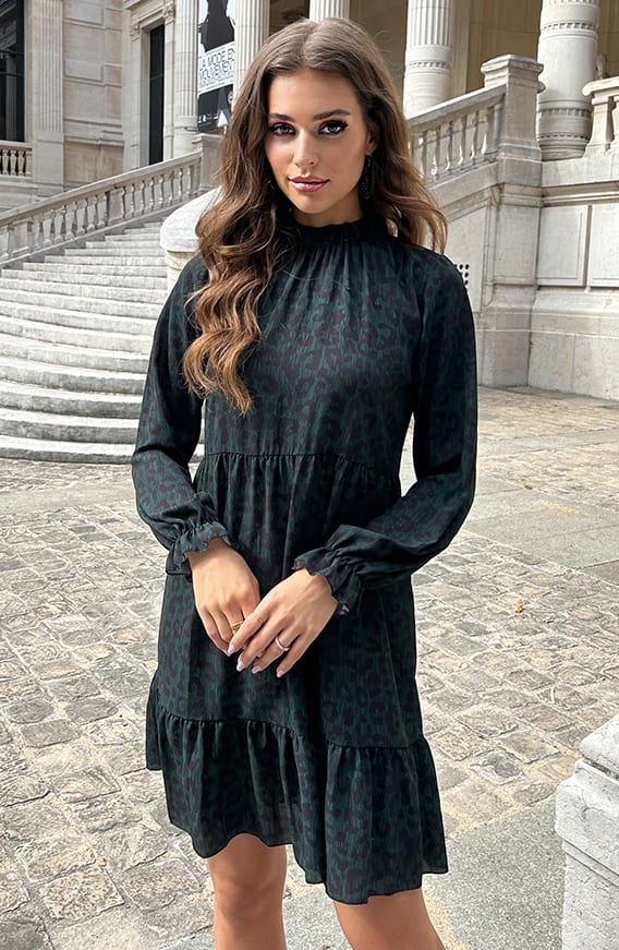 Midi Panterprint Jurk Marney Smaragd – shoparchief — foto 4