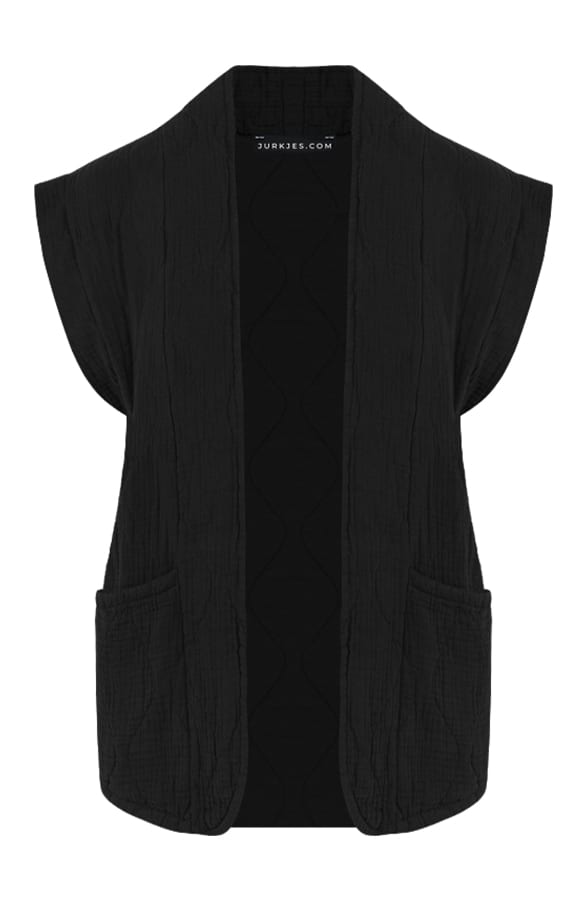 Katoenen Structure Gilet Jinthe Zwart – shoparchief