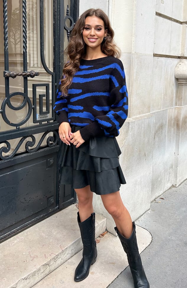 Zebra Sweater Rowin Kobalt – shoparchief — foto 4