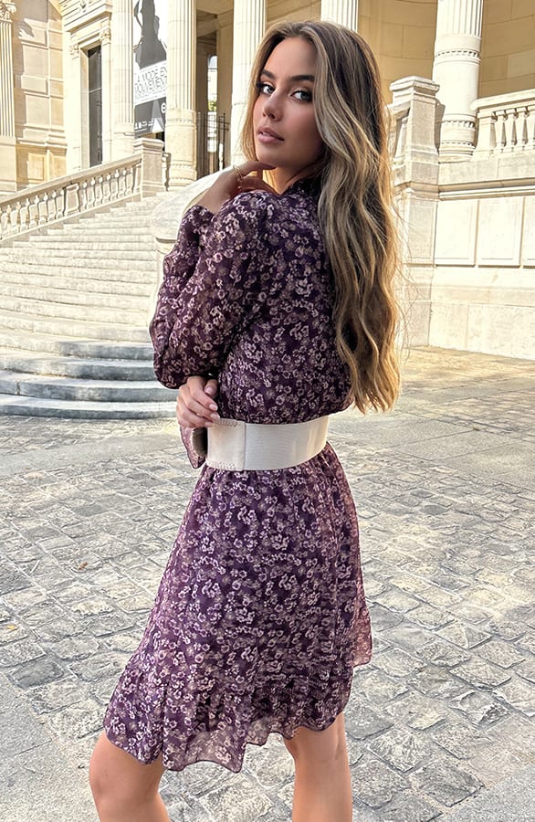 Bloemenprint Col Jurk Silvia Mauve – shoparchief — foto 2