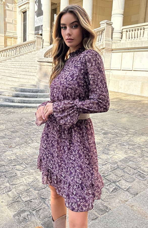 Bloemenprint Col Jurk Silvia Mauve – shoparchief — foto 4