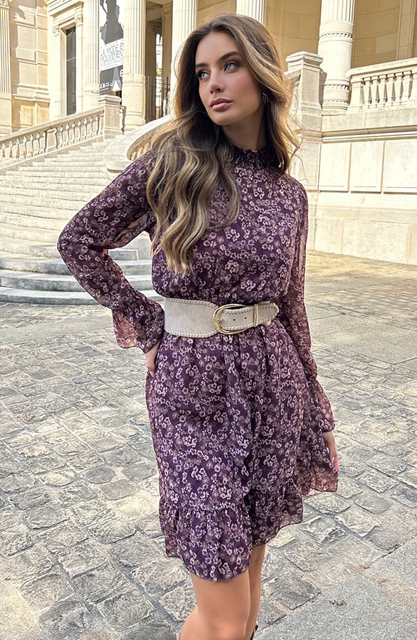 Bloemenprint Col Jurk Silvia Mauve – shoparchief — foto 3