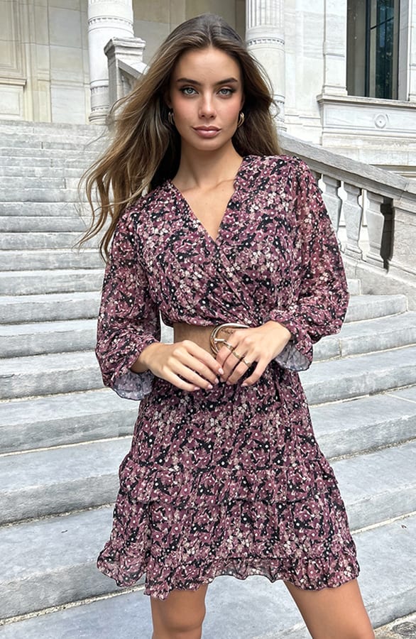Bloemenprint V-Hals Dress Kenza Dust Roze – shoparchief — foto 5