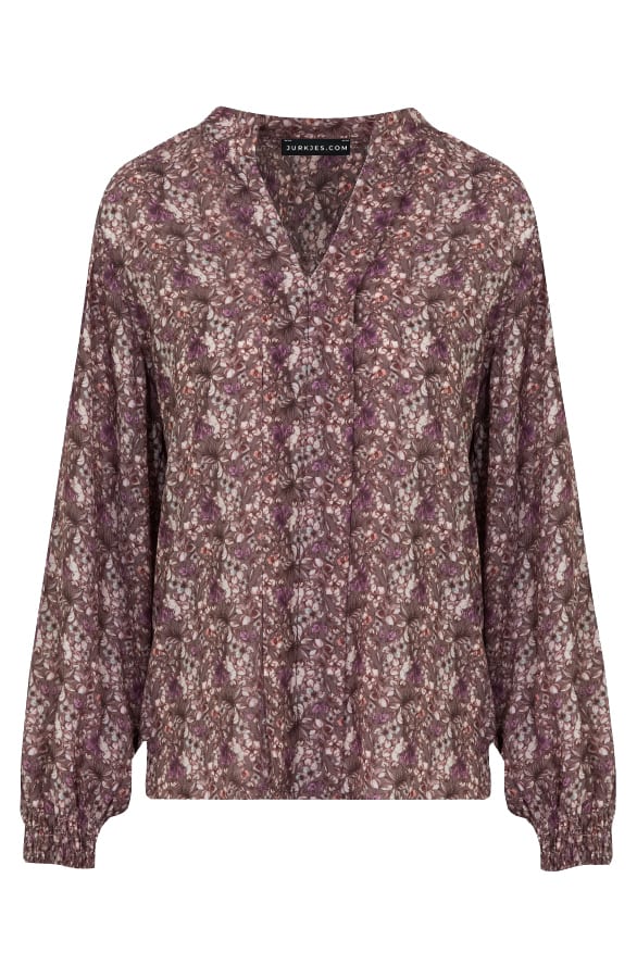 Bloemen V-Hals Blouse Evelien Taupe – shoparchief