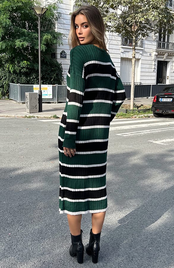 Gestreepte Sweater Dress Tracy Smaragd – shoparchief — foto 3