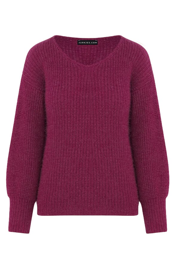 Gebreide V-Hals Trui Ruth Magenta – shoparchief