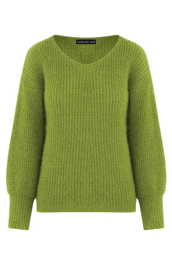 Gebreide V-Hals Trui Ruth Olive – shoparchief