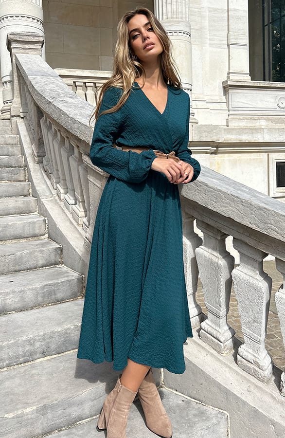 Smocked Maxi Jurk Anika Emerald Green – shoparchief — foto 3