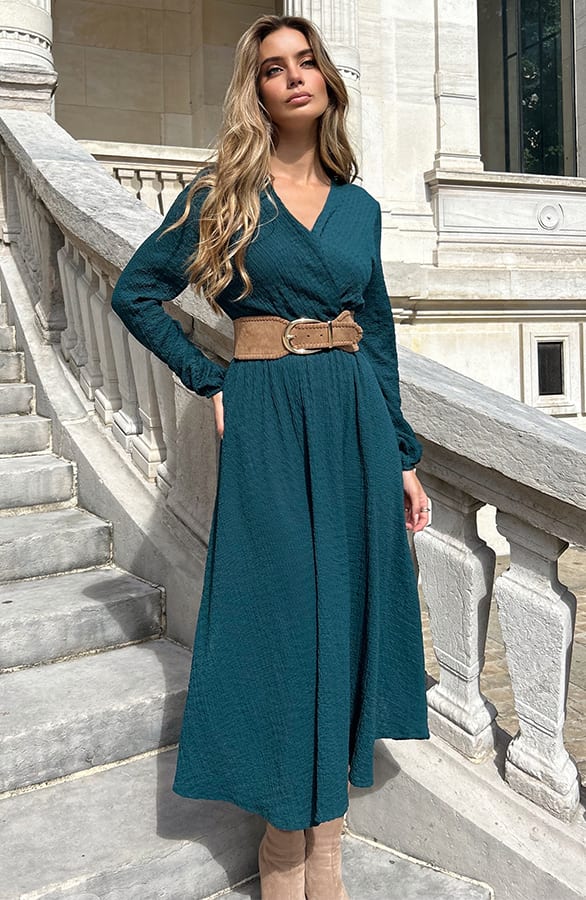 Smocked Maxi Jurk Anika Emerald Green – shoparchief