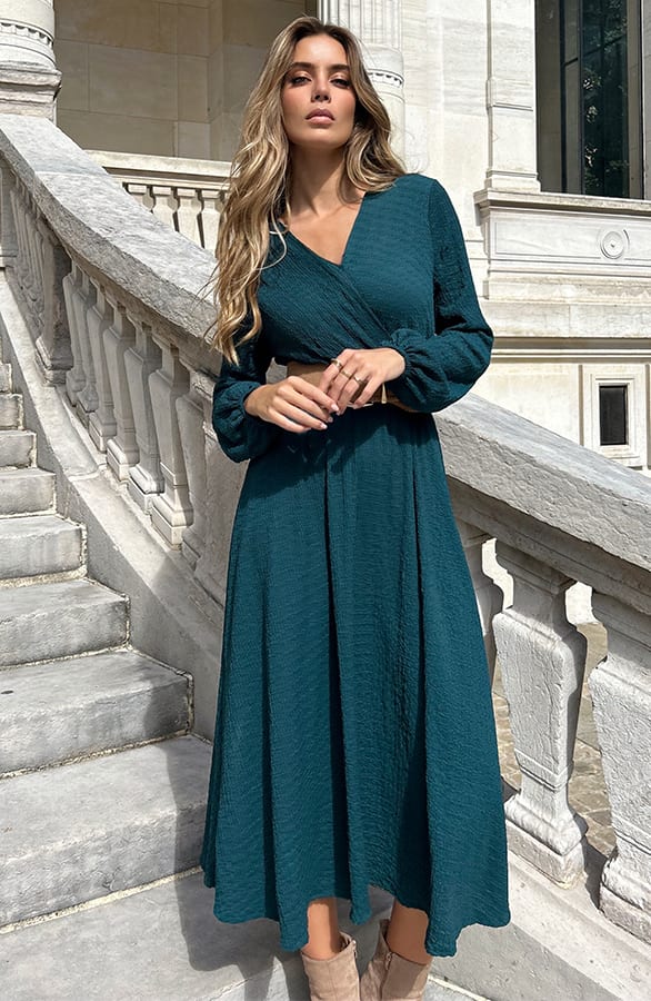 Smocked Maxi Jurk Anika Emerald Green – shoparchief — foto 5