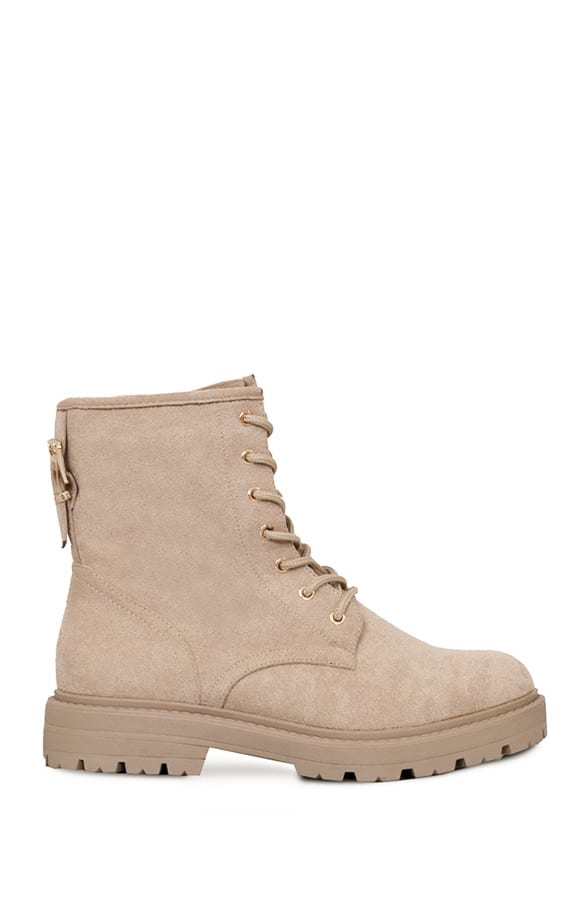 Suede Biker Boots Lois Beige – shoparchief