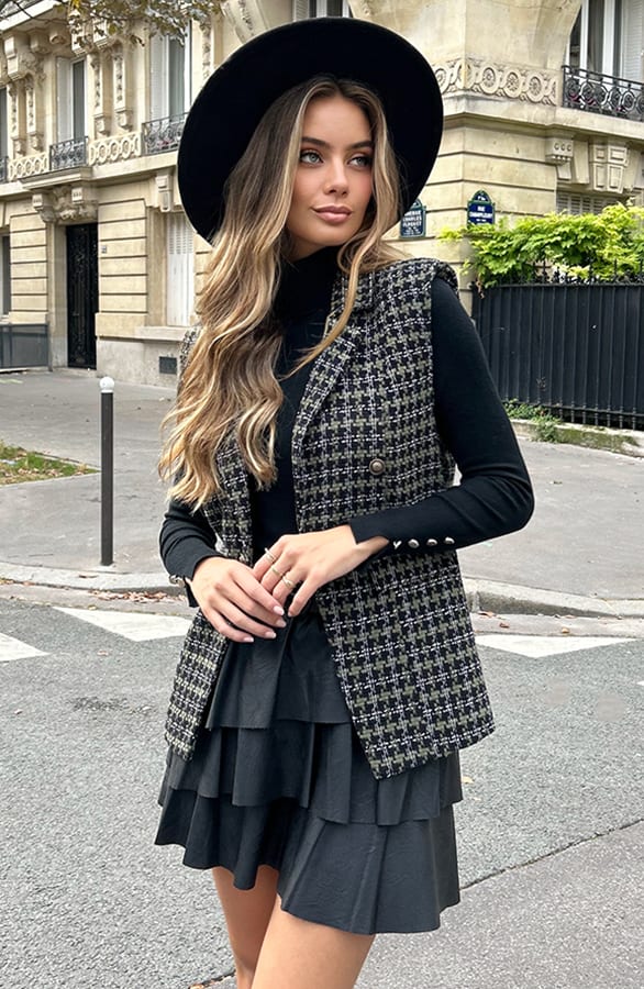 Tweed Gilet Jaylinn Groen – shoparchief