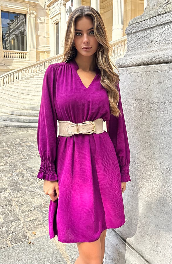 V-hals Jurk Rebecca Magenta – shoparchief