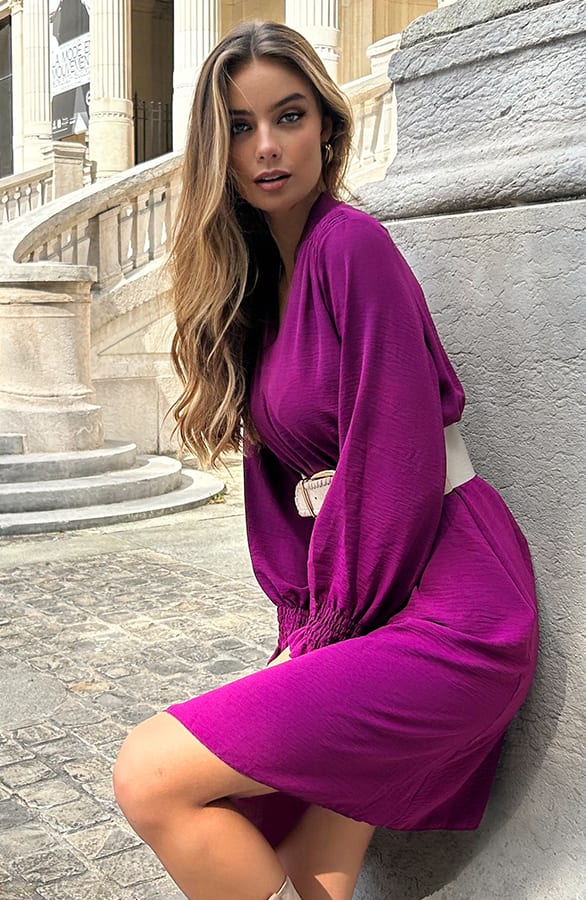 V-hals Jurk Rebecca Magenta – shoparchief — foto 3