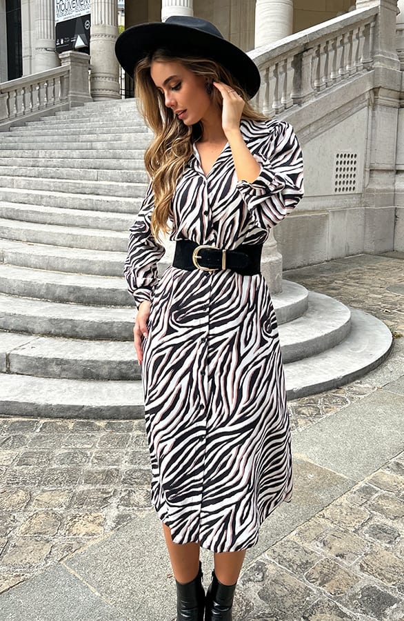 Zebraprint Knopen Jurk Josje – shoparchief — foto 5