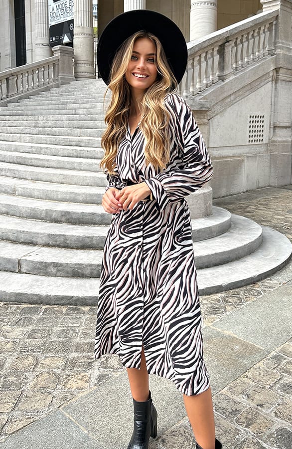 Zebraprint Knopen Jurk Josje – shoparchief — foto 4