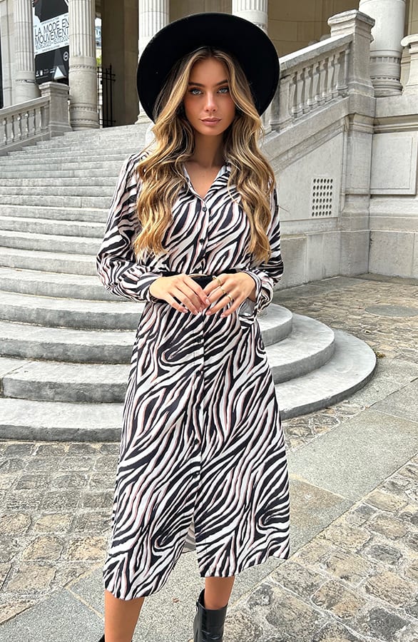 Zebraprint Knopen Jurk Josje – shoparchief — foto 3