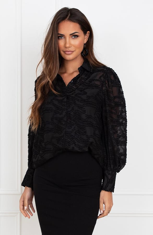 Blouse Met Details Djedi Zwart – shoparchief
