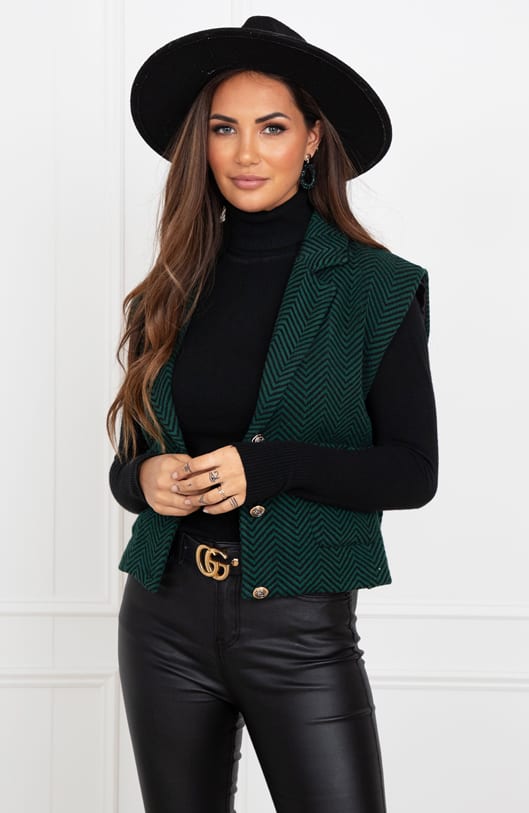 Bouclé Gilet Anoek Smaragd – shoparchief — foto 3