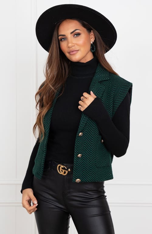 Bouclé Gilet Anoek Smaragd – shoparchief — foto 2
