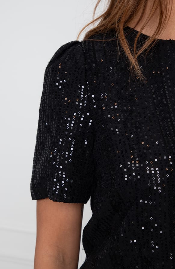 Cropped Pailletten Top Esra Zwart – shoparchief — foto 5