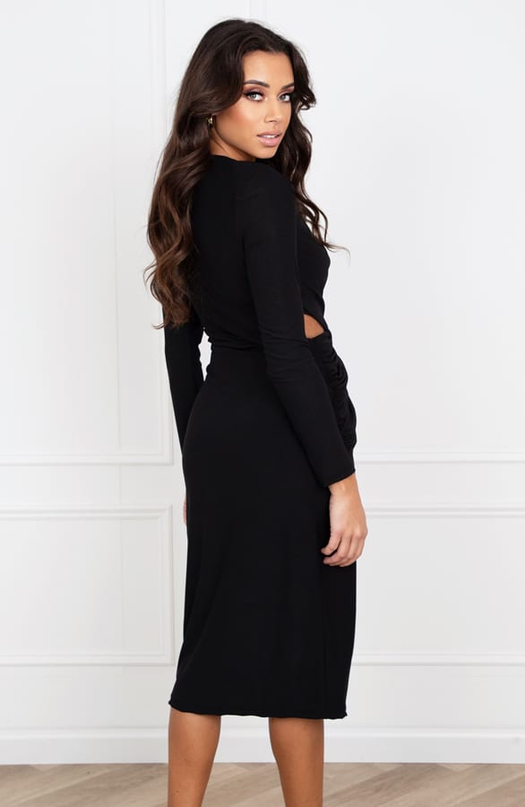 Cut-Out Jurk Met Plooi Marsha Zwart – shoparchief — foto 4