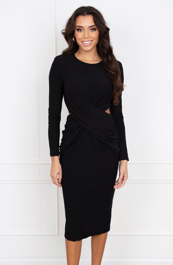Cut-Out Jurk Met Plooi Marsha Zwart – shoparchief — foto 2
