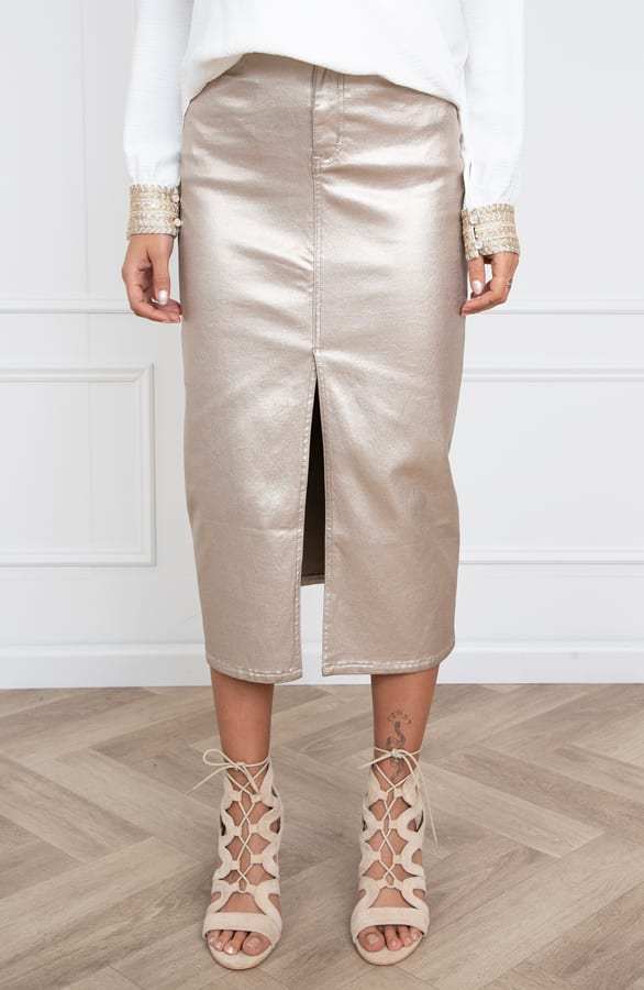 Denim Spijkerrok Yves Metallic Gold – shoparchief