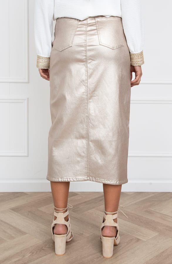 Denim Spijkerrok Yves Metallic Gold – shoparchief — foto 3