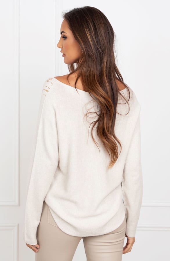 Detailed Metallic Sweater Mieke Light Beige – shoparchief — foto 4