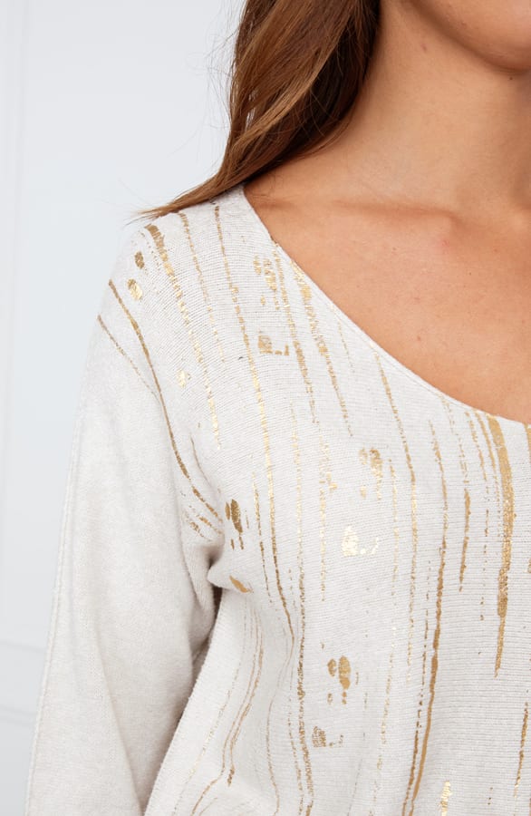 Detailed Metallic Sweater Mieke Light Beige – shoparchief — foto 5